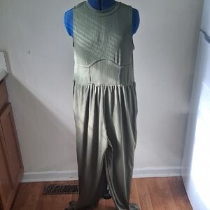 Cider Olive Green Sleeveless Stretchy Jumpsuit